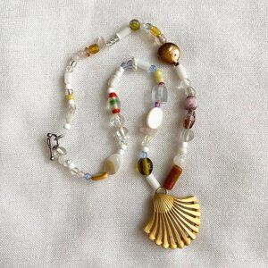 Handmade vintage shell charm necklace